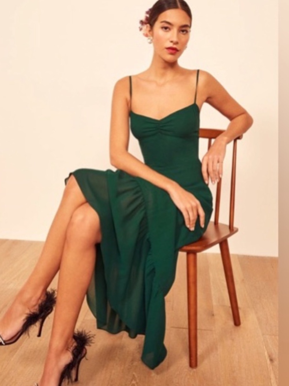 Reformation Emersyn Midi Dress in Emerald Green